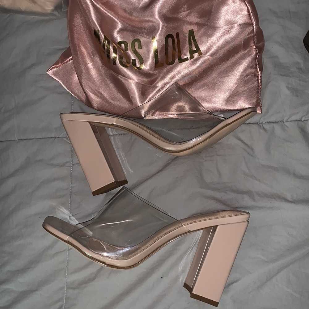 Nude clear heels